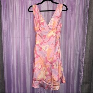 Peppermayo Psychedelic Satin Slip Dress